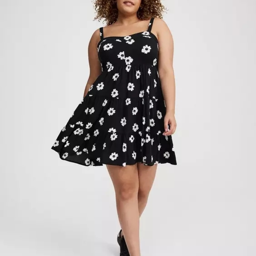 Floral Black and White Dress